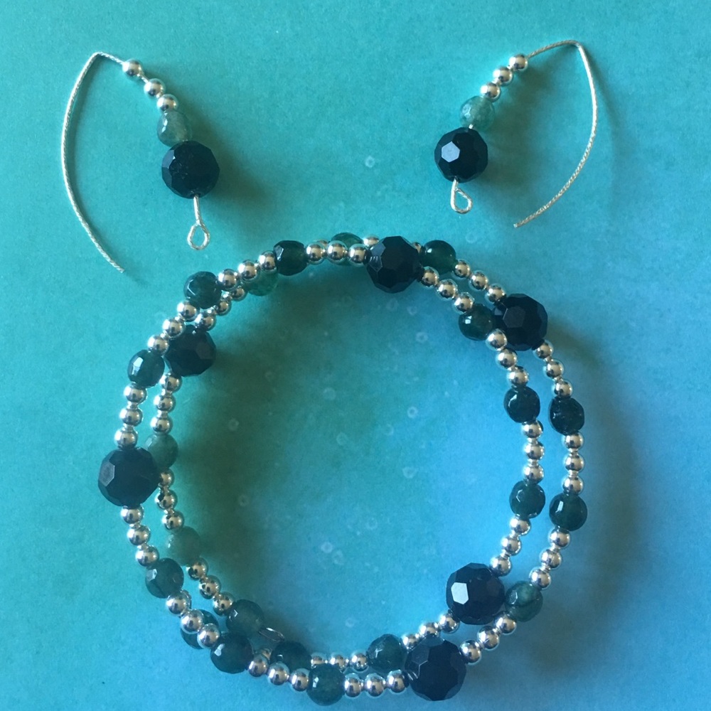Malaysia Jade Bracelet & Earring Set